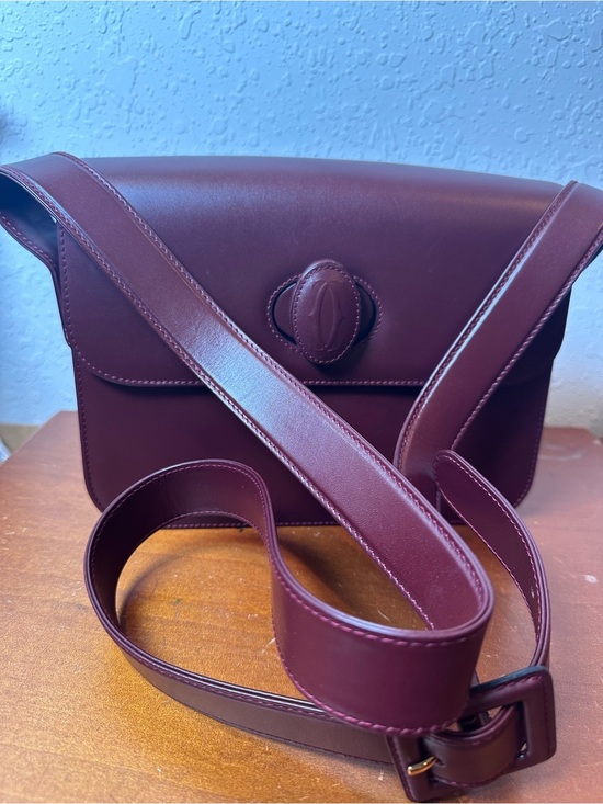 Cartier Handbags - Cartier Wine Leather Shoulder / Crossbody Bag (vintage must de Cartier line)